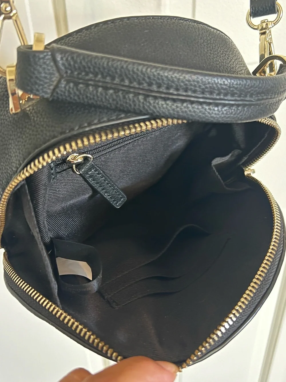 Vince Camuto Black Round Pebbled Leather Crossbody